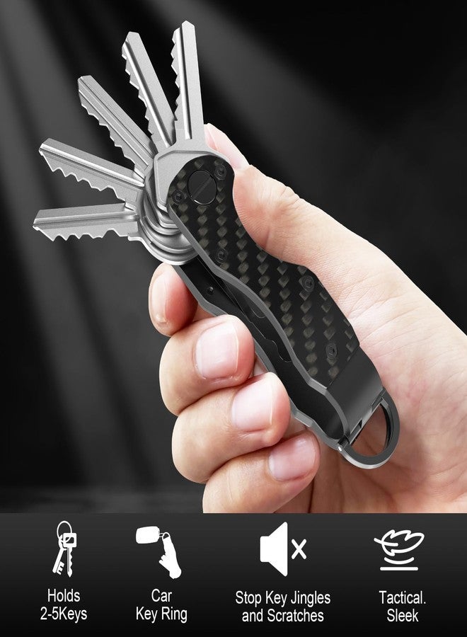 TUXON Key Organizer Tactical Innovative Keychain Compact Keys Organizer Key Chain Smart Keyholder Secures 2-6 Keys (CARBON) - Image 2